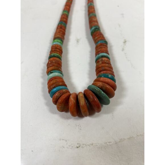 Turquoise & Coral Necklace and Bracelet Set – Sterling Silver Southwest - Picture 7 of 8